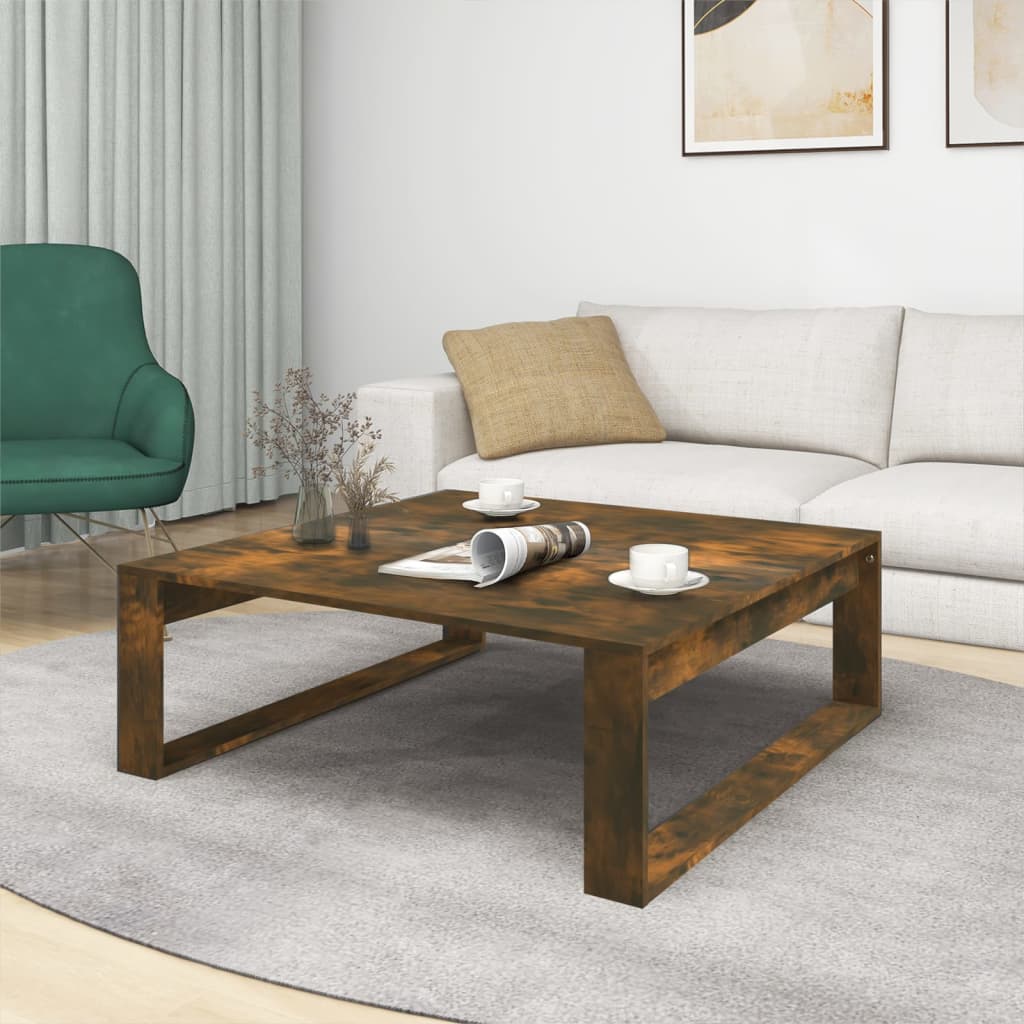 Salongbord Røkt Eik 100X100X35 Cm Konstruert Tre