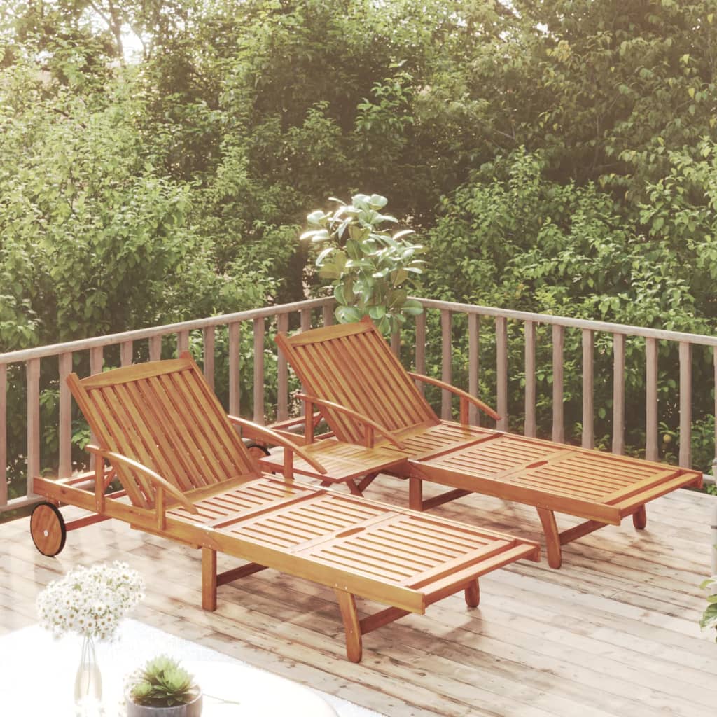 Solsenger 2 Stk Med Bord Heltre Akasie