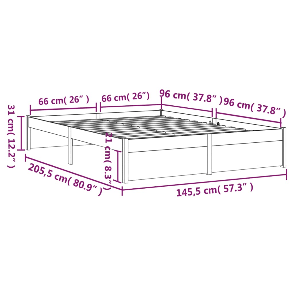 Sengeramme Hvit Heltre 140X200 Cm