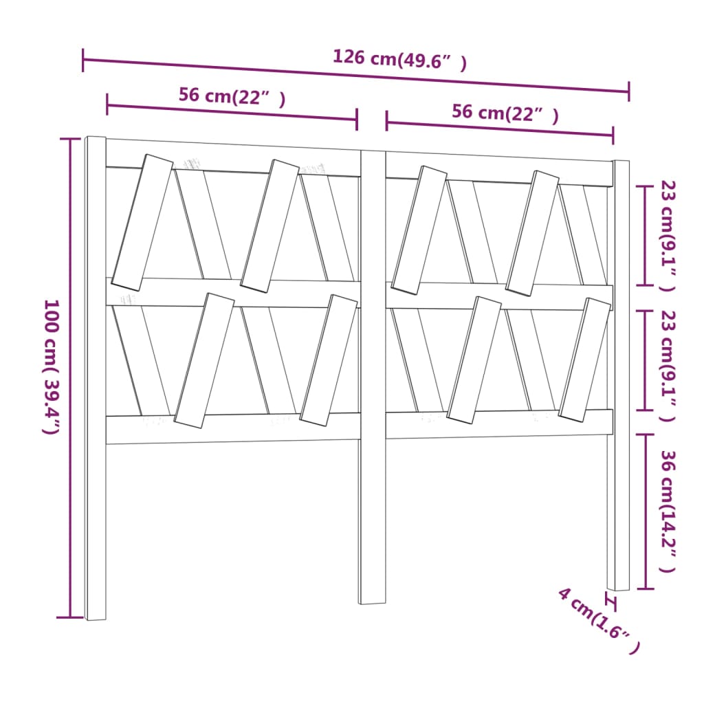 Sengegavl 126X4X100 Cm Heltre Furu