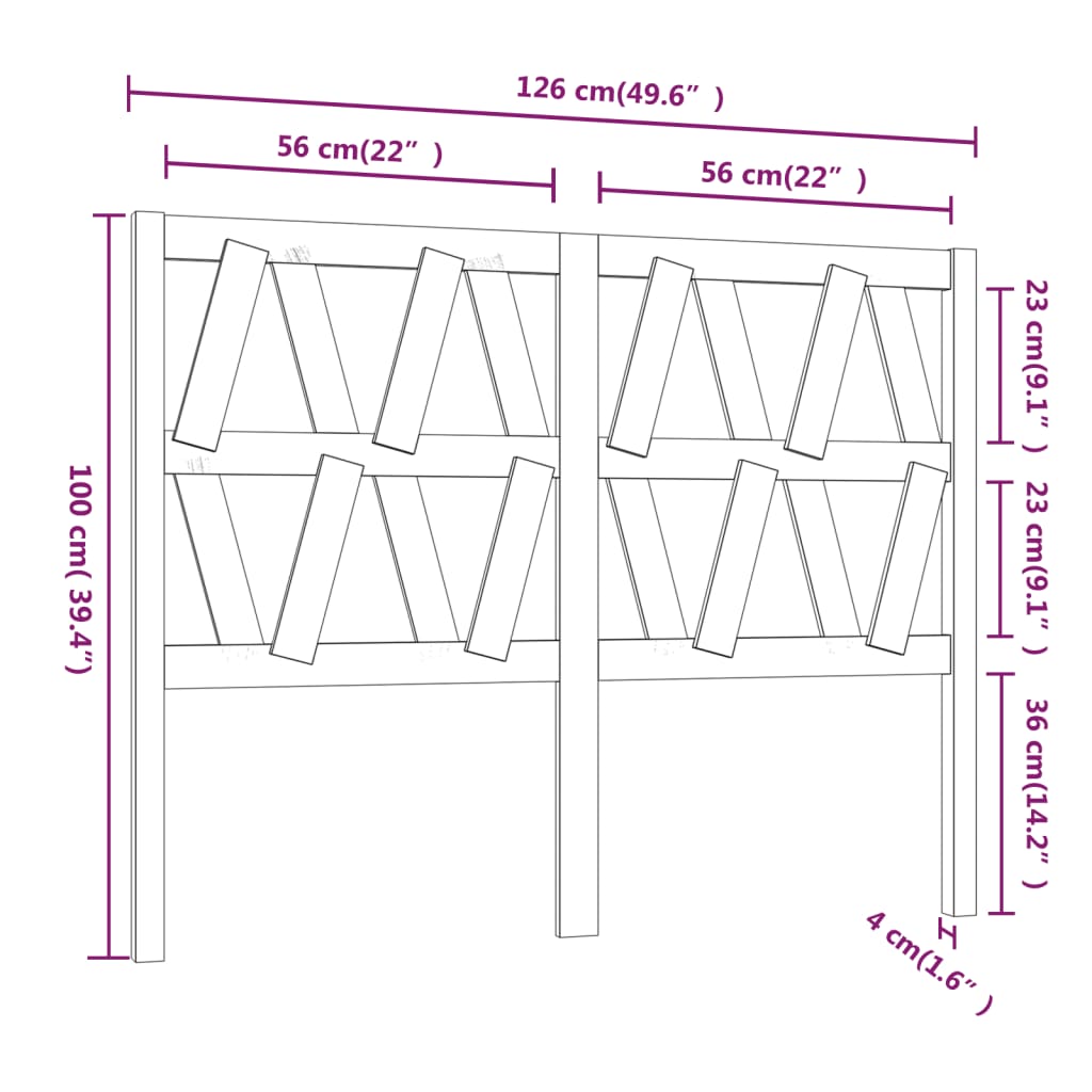 Sengegavl Hvit 126X4X100 Cm Heltre Furu
