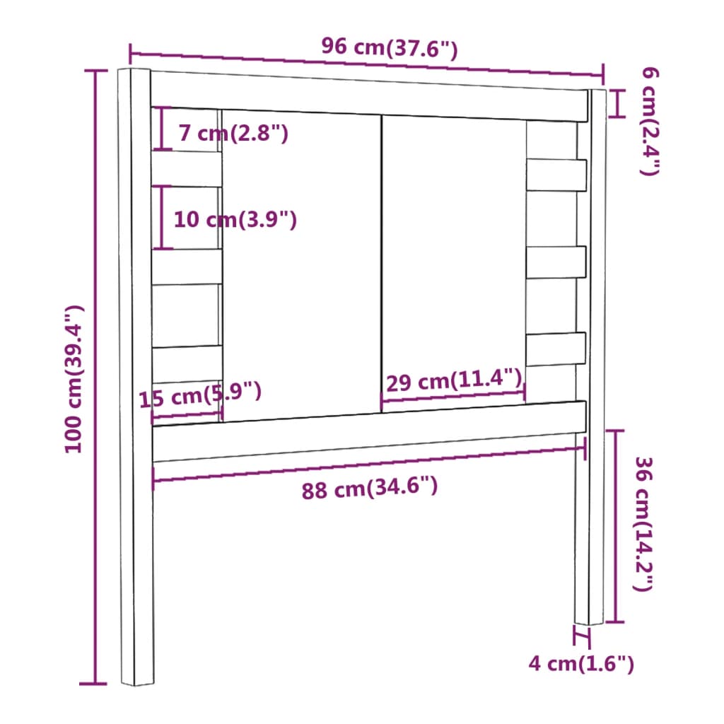 Sengegavl Svart 96X4X100 Cm Heltre Furu