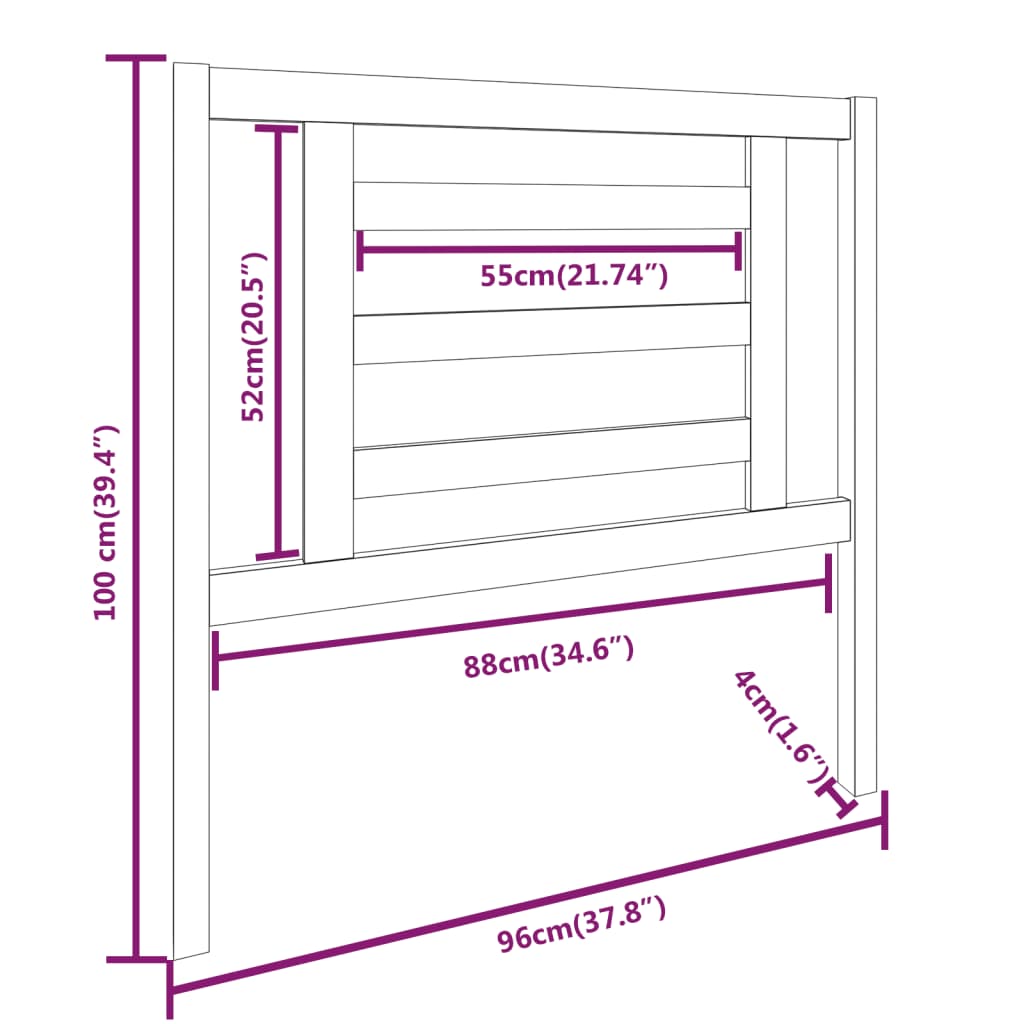 Sengegavl Svart 96X4X100 Cm Heltre Furu