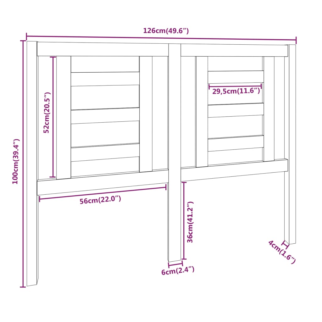 Sengegavl 126X4X100 Cm Heltre Furu