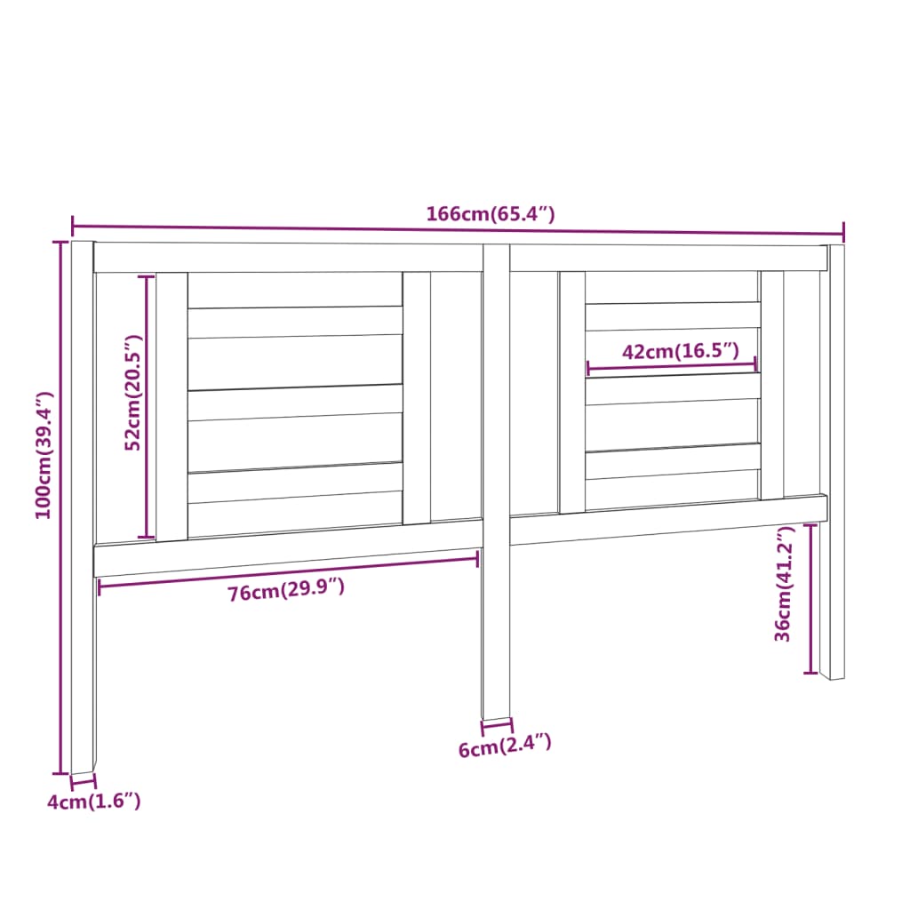 Sengegavl Hvit 166X4X100 Cm Heltre Furu