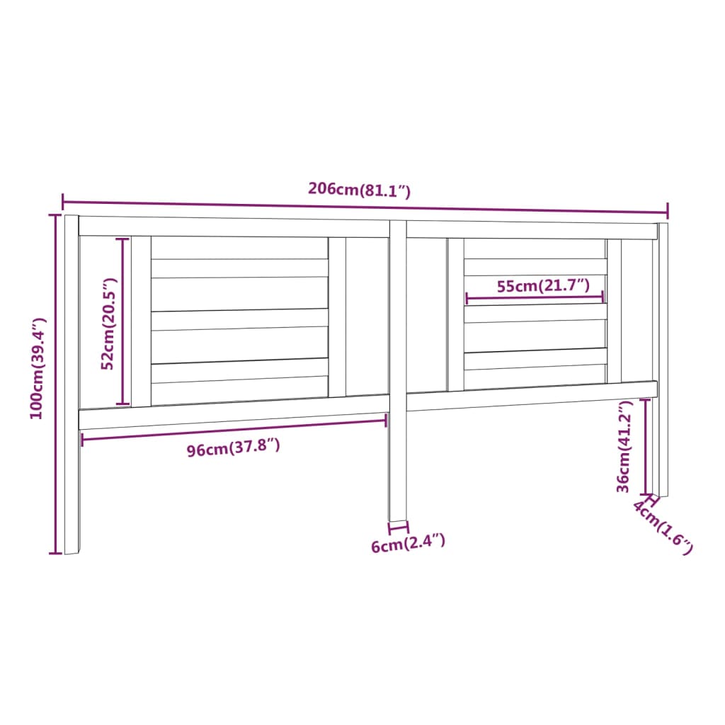 Sengegavl Svart 206X4X100 Cm Heltre Furu