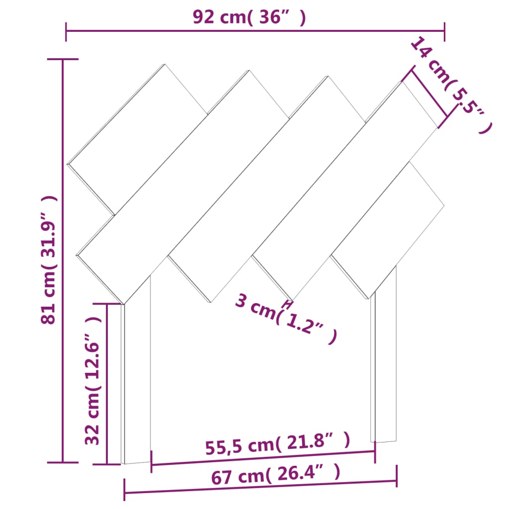 Sengegavl Hvit 92X3X81 Cm Heltre Furu