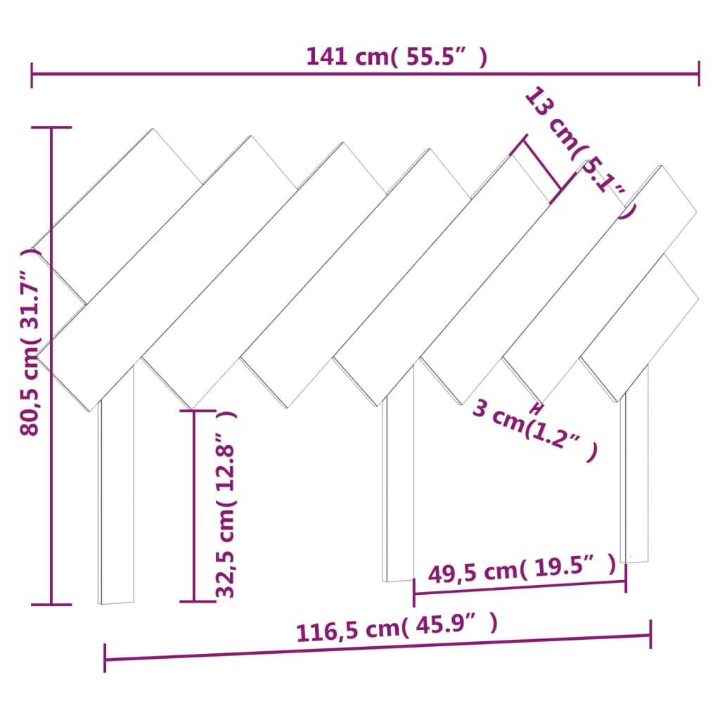 Sengegavl Svart 141X3X80,5 Cm Heltre Furu