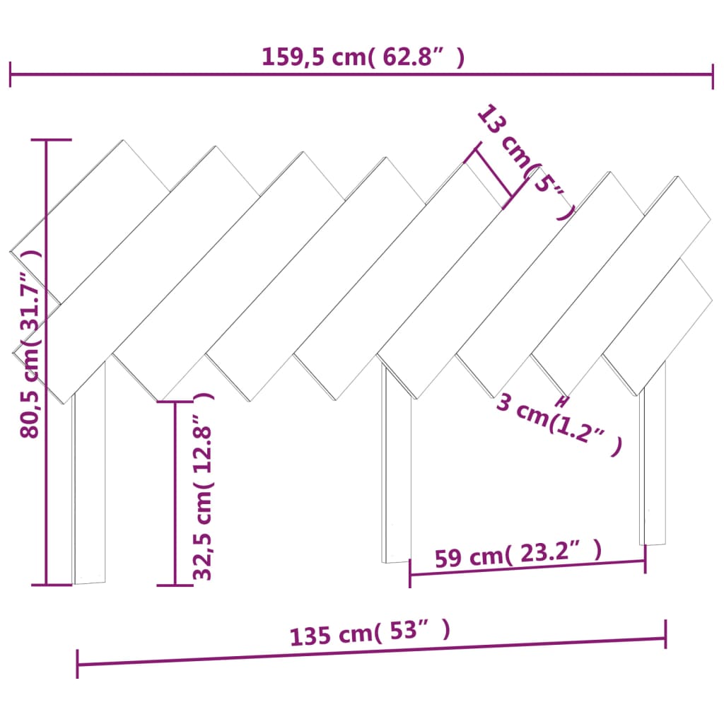 Sengegavl Svart 159,5X3X80,5 Cm Heltre Furu