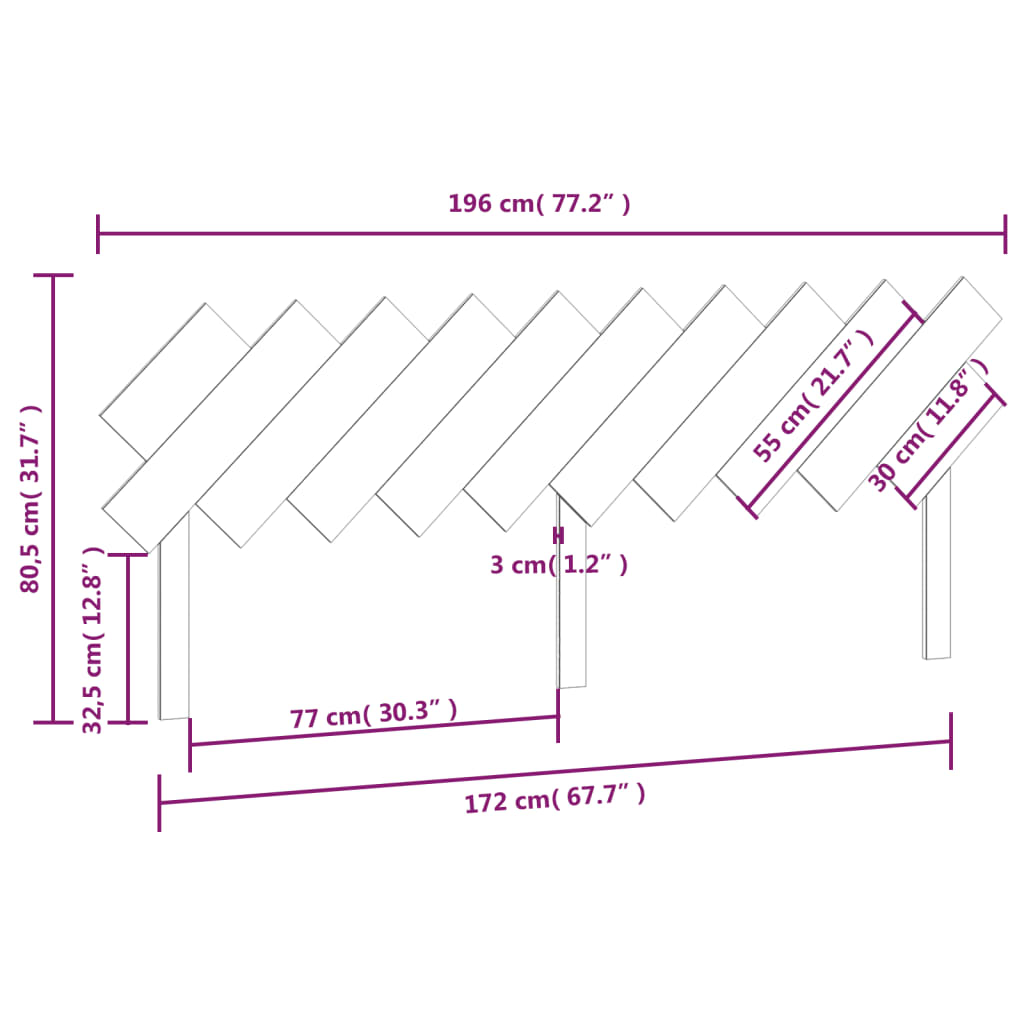 Sengegavl Svart 196X3X80,5 Cm Heltre Furu