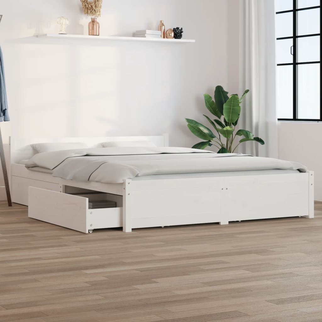 Sengeramme Med Skuffer Hvit 140X200 Cm