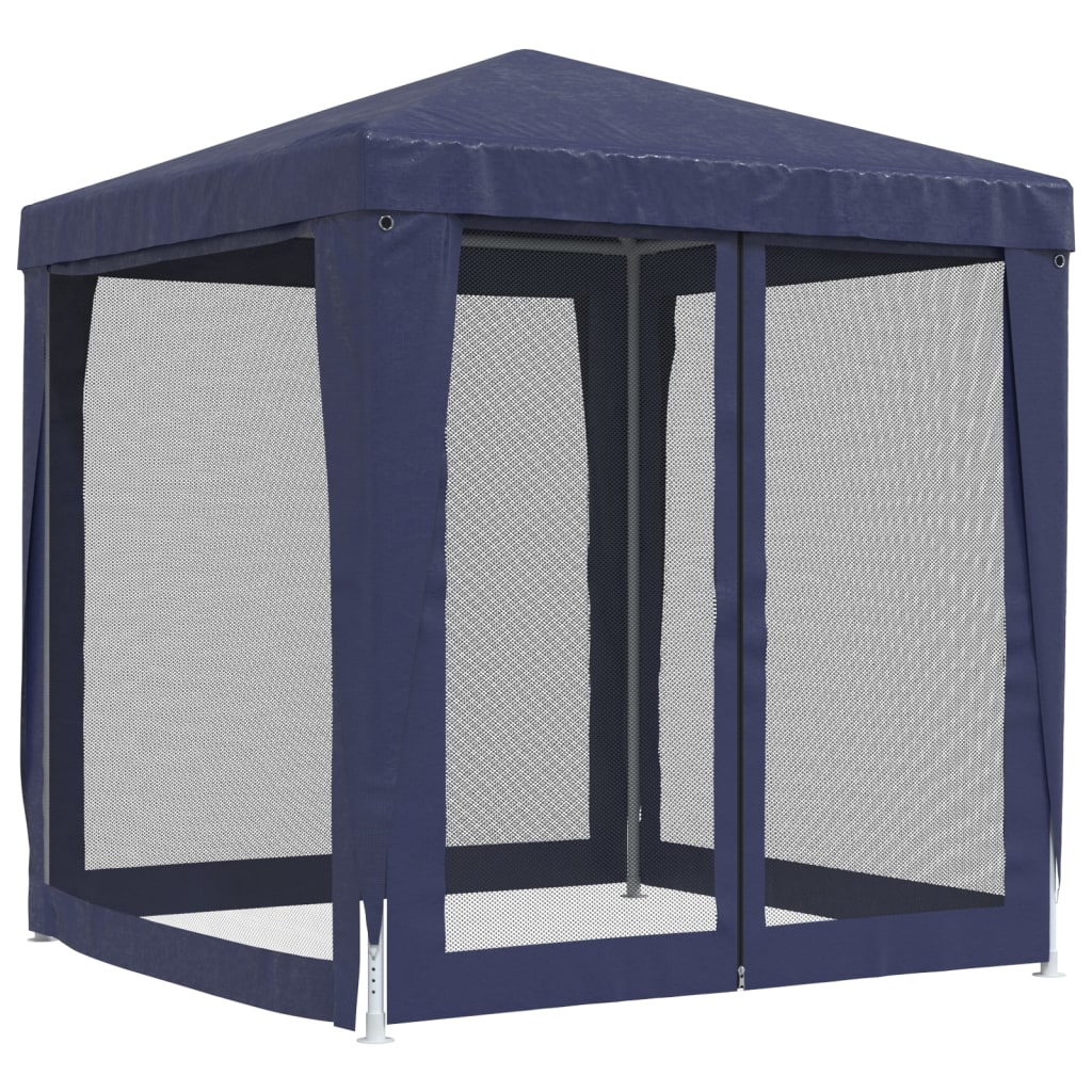 Festtelt Med 4 Sidevegger Av Netting Blå 2X2 M Hdpe