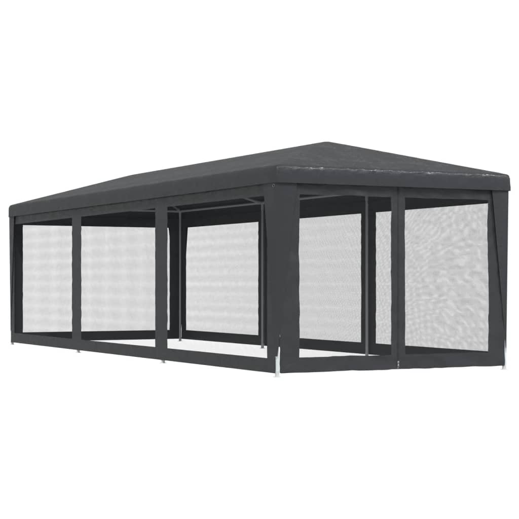 Festtelt Med 8 Sidevegger Av Netting Antrasitt 3X9 M Hdpe