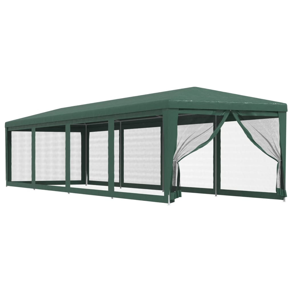 Festtelt Med 10 Sidevegger Av Netting Grønn 3X12 M Hdpe