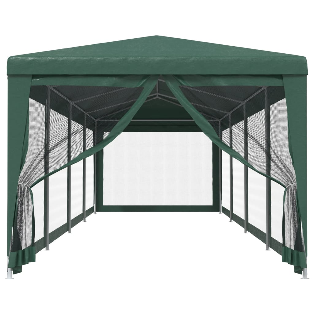 Festtelt Med 10 Sidevegger Av Netting Grønn 3X12 M Hdpe
