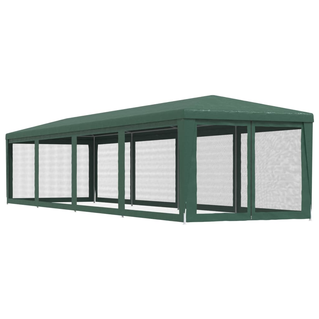 Festtelt Med 10 Sidevegger Av Netting Grønn 3X12 M Hdpe