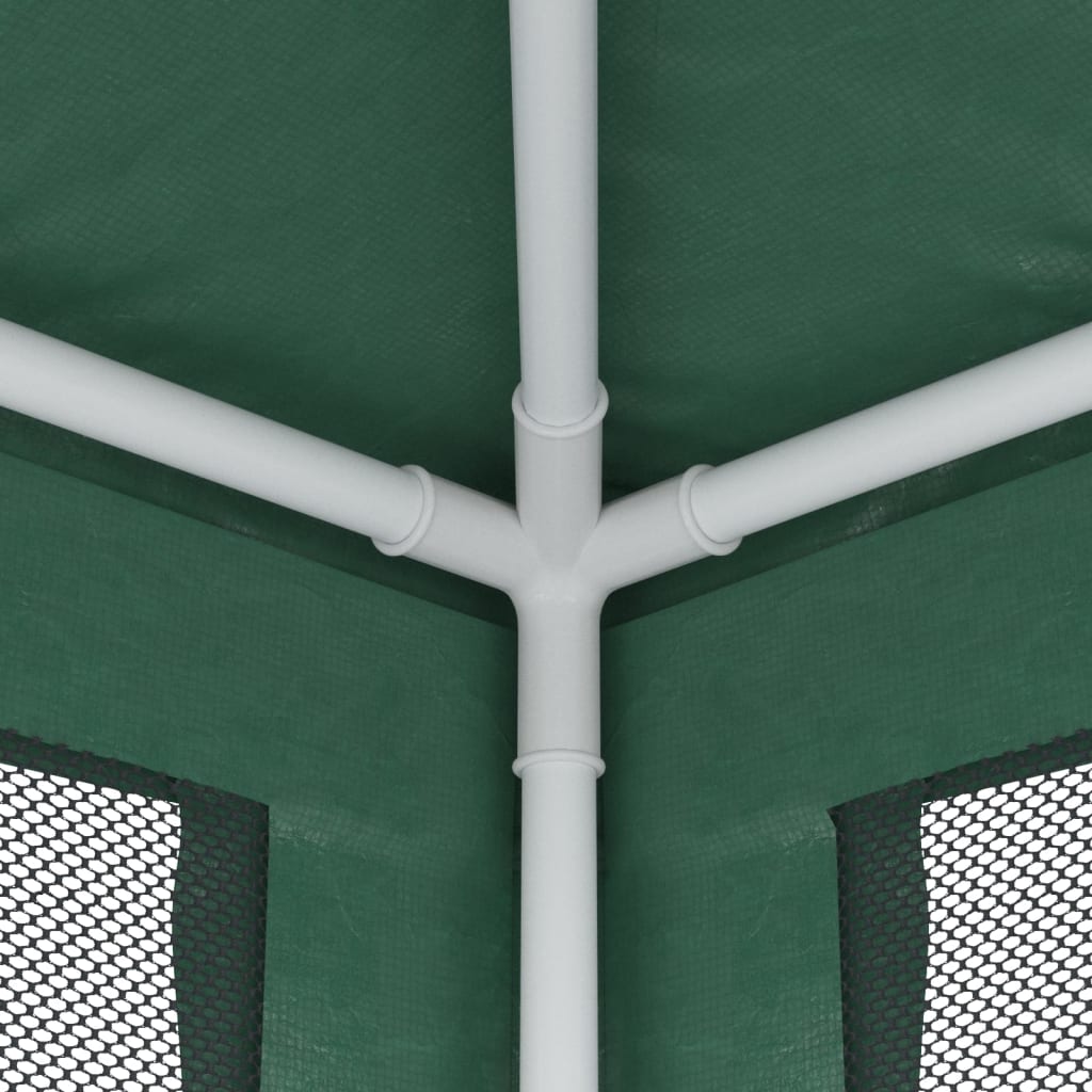 Festtelt Med 10 Sidevegger Av Netting Grønn 3X12 M Hdpe