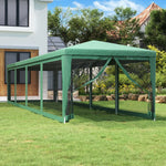 Festtelt Med 10 Sidevegger Av Netting Grønn 3X12 M Hdpe