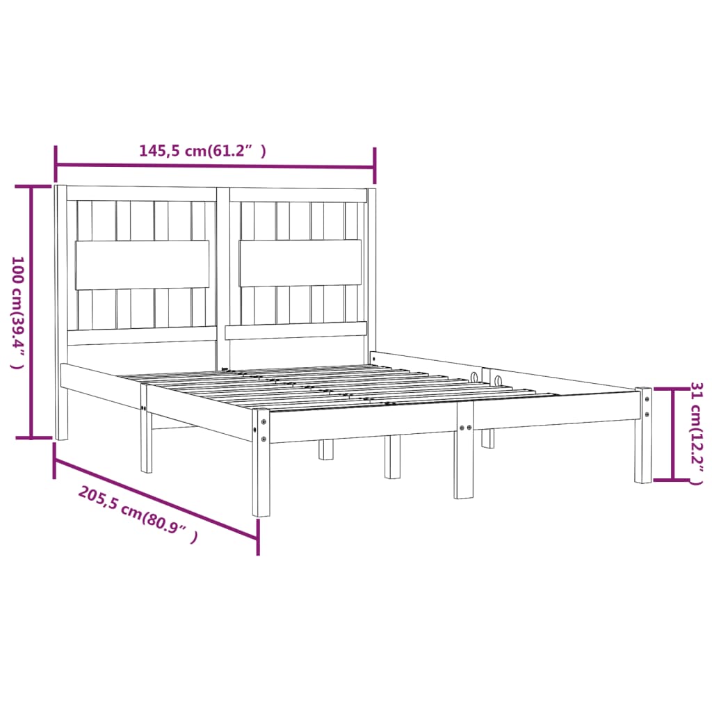 Sengeramme Hvit Heltre Furu 140X200 Cm
