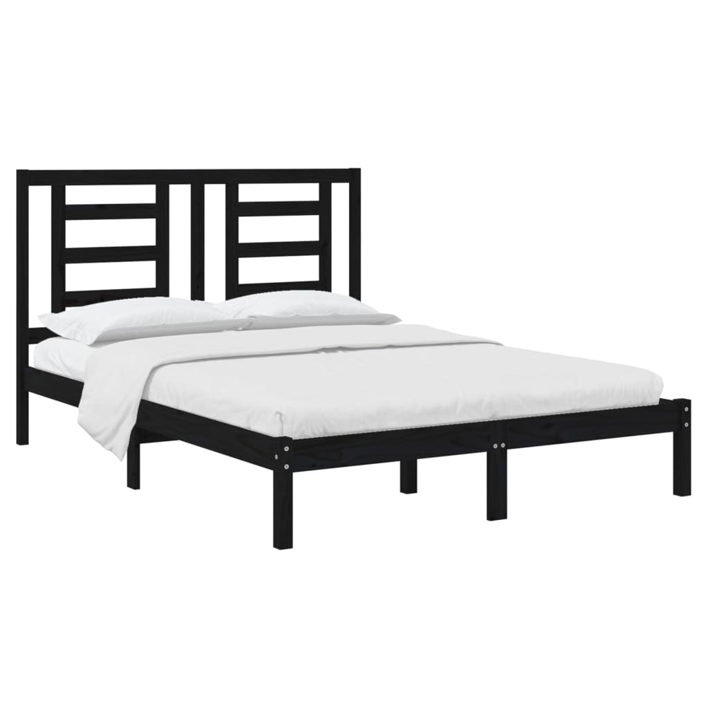 Sengeramme Svart Heltre Furu 140X190 Cm