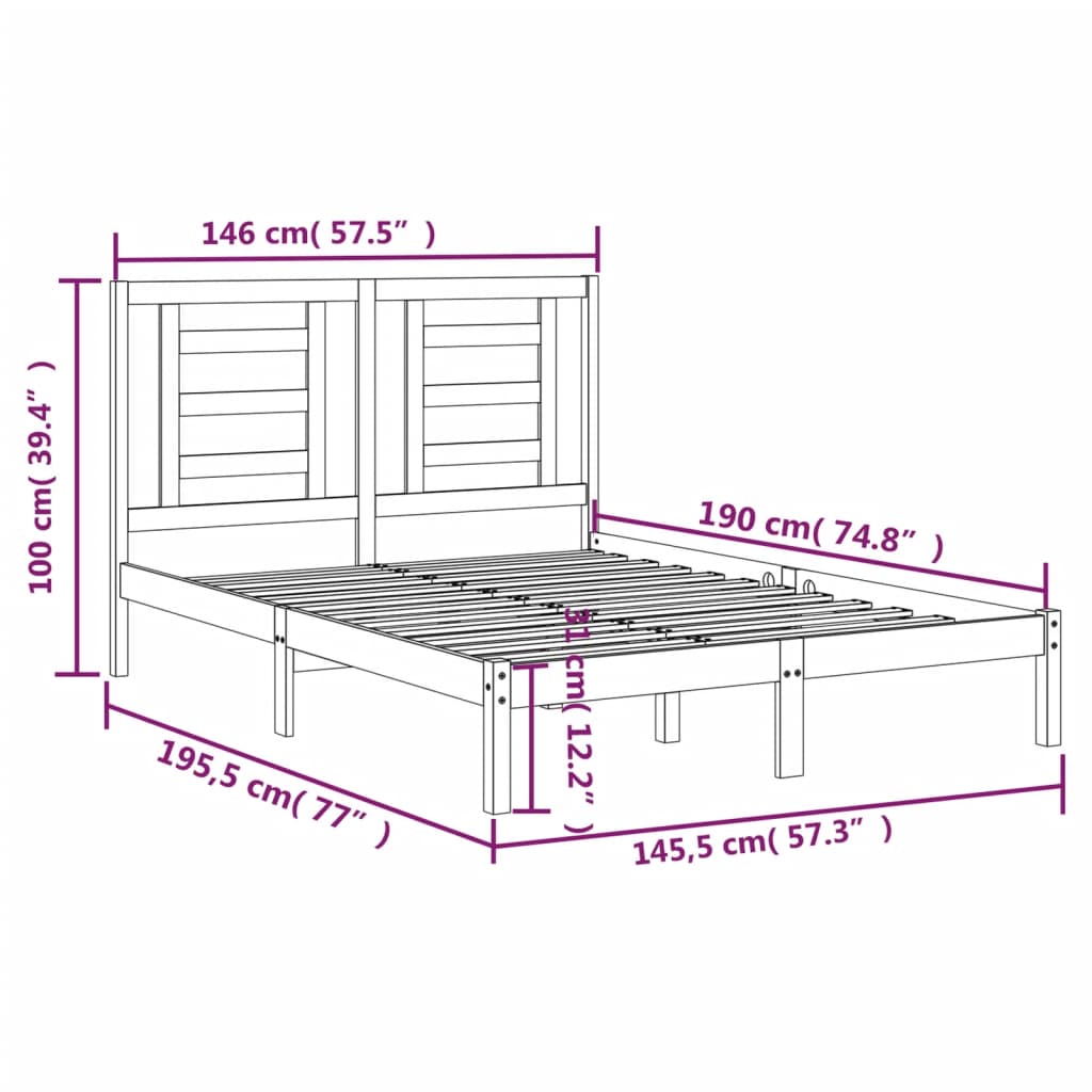 Sengeramme Svart Heltre Furu 140X190 Cm