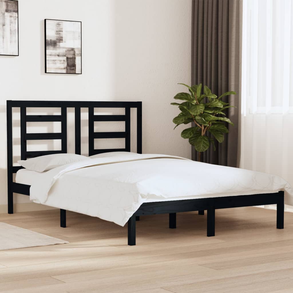 Sengeramme Svart Heltre Furu 140X190 Cm