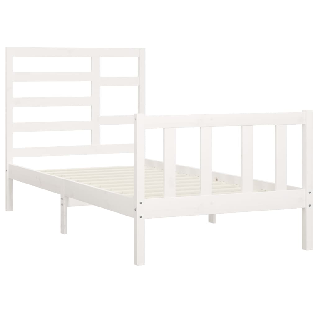 Sengeramme Uten Madrass Hvit 90X200 Cm Heltre Furu