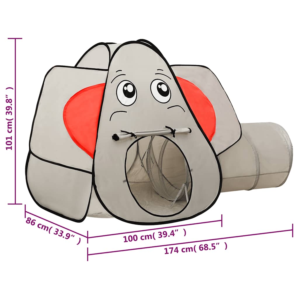 Leketelt For Barn Elefant Med 250 Baller Grå 174X86X101 Cm