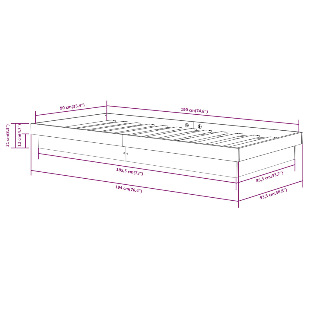 Sengeramme Heltre Furu 90X190 Cm Single