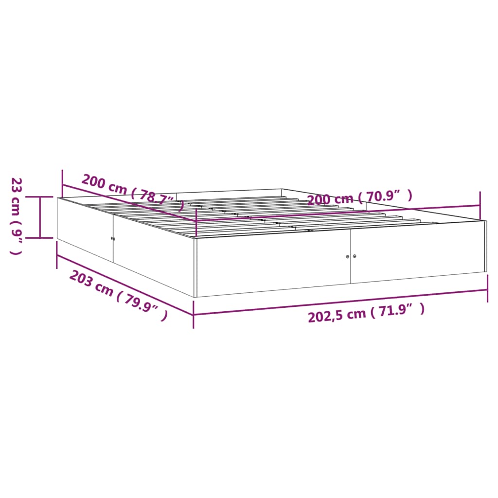 Sengeramme Hvit Heltre 200X200 Cm