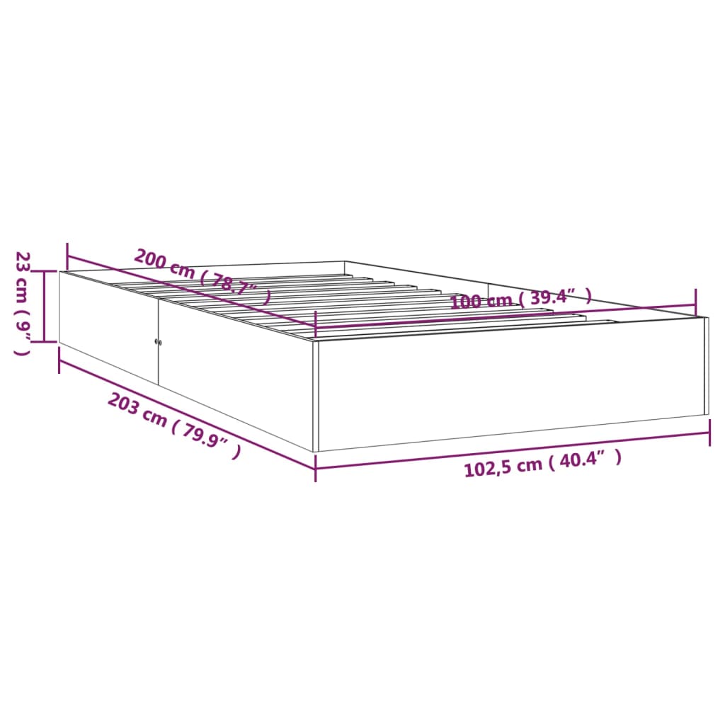 Sengeramme Hvit Heltre 100X200 Cm
