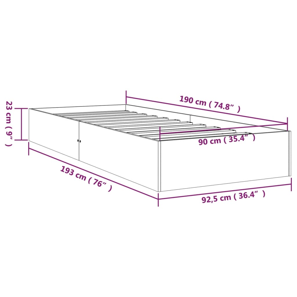 Sengeramme Heltre Furu 90X190 Cm Single