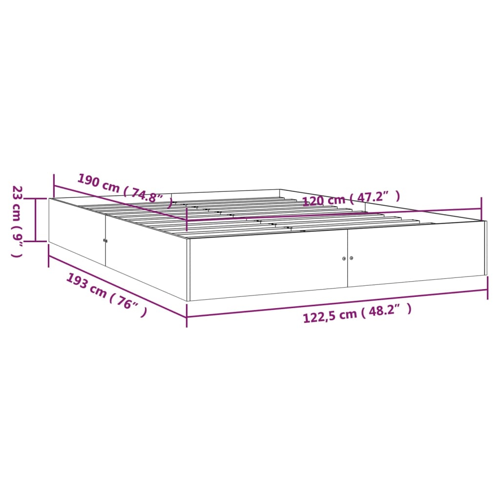 Sengeramme Hvit Heltre 120X190 Cm Small Double