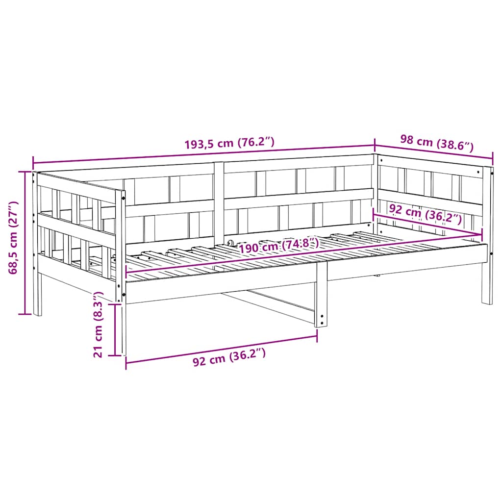 Dagseng Hvit Heltre Furu 90X190 Cm
