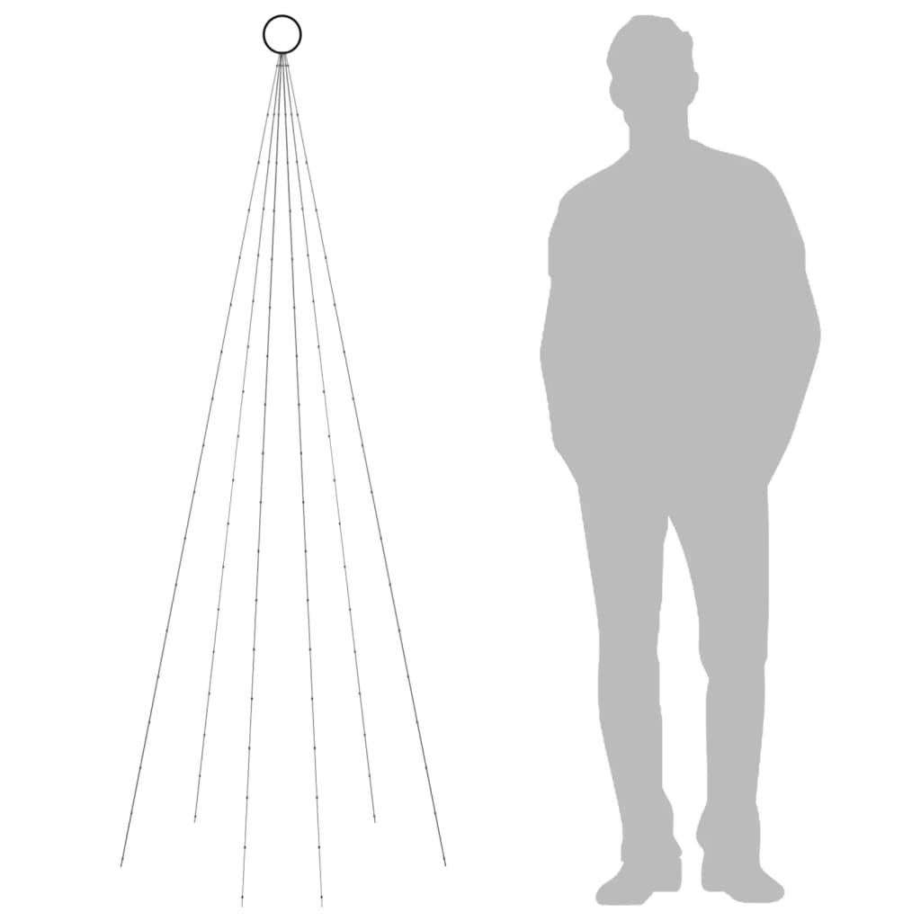 Juletre På Flaggstang 108 Led Fargerik 180 Cm