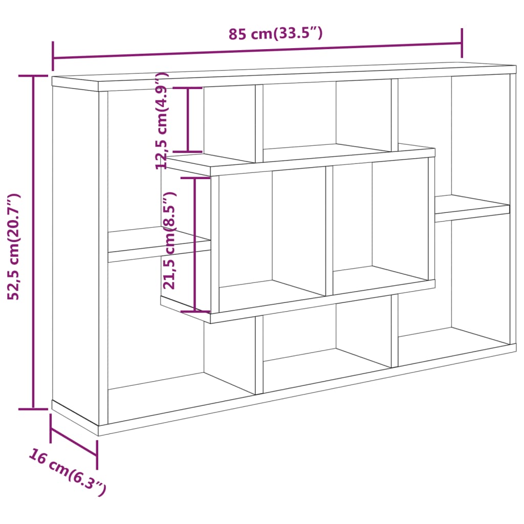Vegghylle Hvit 85X16X52,5 Cm Konstruert Tre