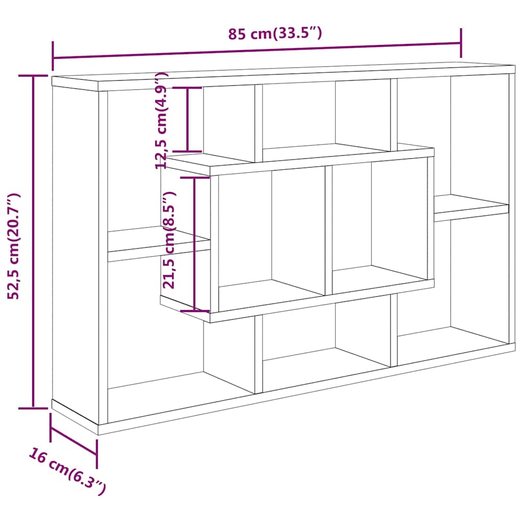 Vegghylle Hvit 85X16X52,5 Cm Konstruert Tre