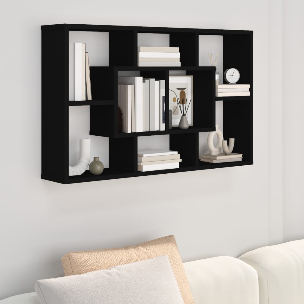 Vegghylle Svart 85X16X52,5 Cm Konstruert Tre