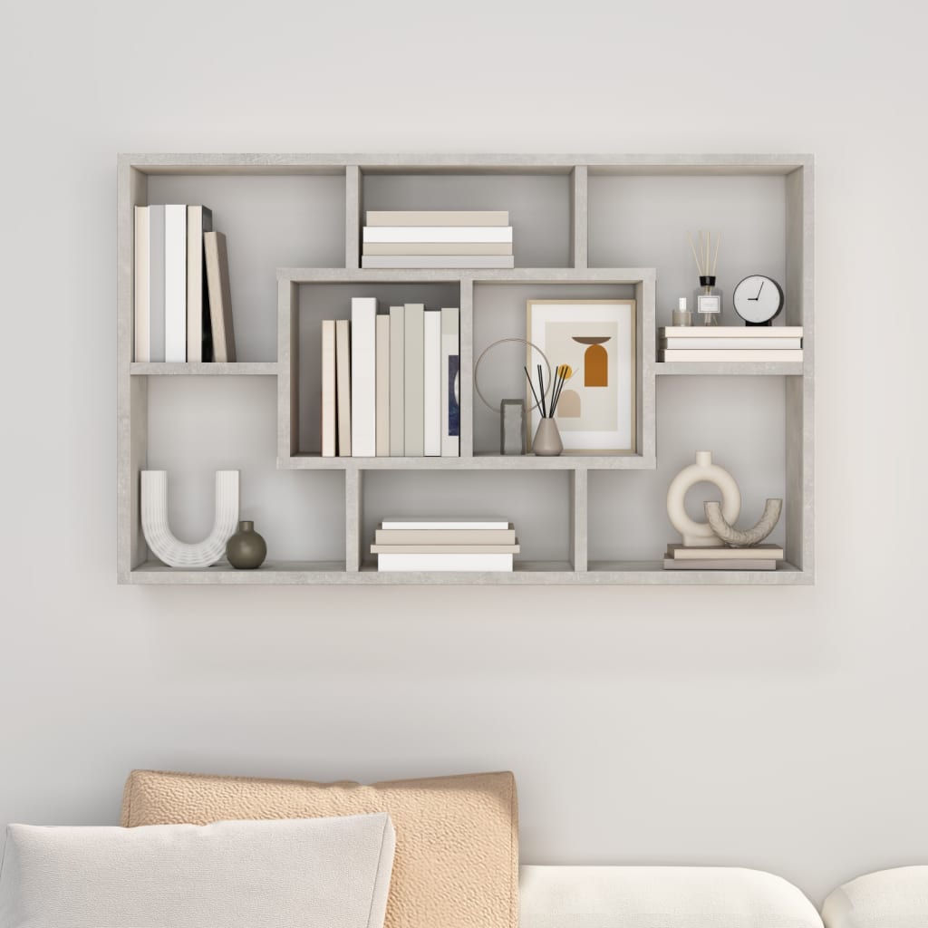 Vegghylle Betonggrå 85X16X52,5 Cm Konstruert Tre