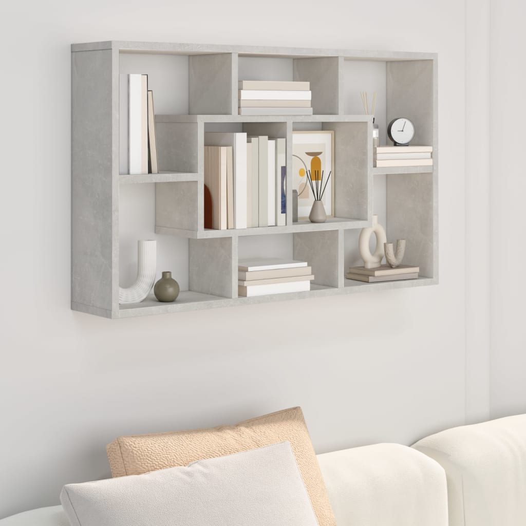 Vegghylle Betonggrå 85X16X52,5 Cm Konstruert Tre