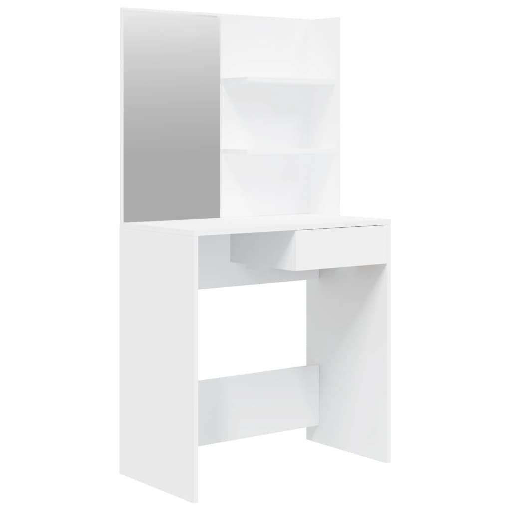 Sminkebord Med Speil Hvit Mdf 74,5X40X141 Cm