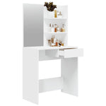 Sminkebord Med Speil Hvit Mdf 74,5X40X141 Cm