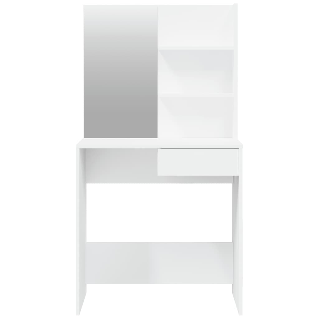 Sminkebord Med Speil Hvit Mdf 74,5X40X141 Cm