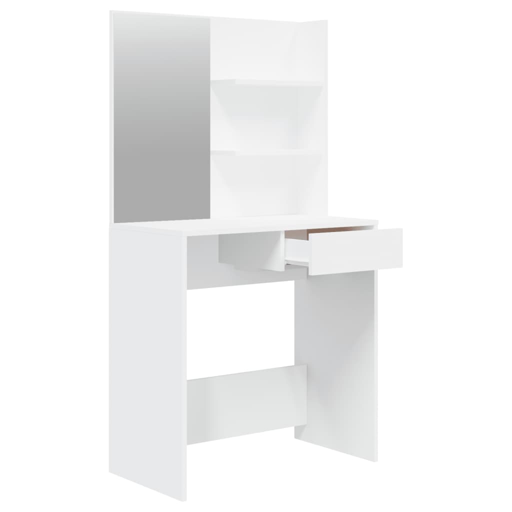 Sminkebord Med Speil Hvit Mdf 74,5X40X141 Cm