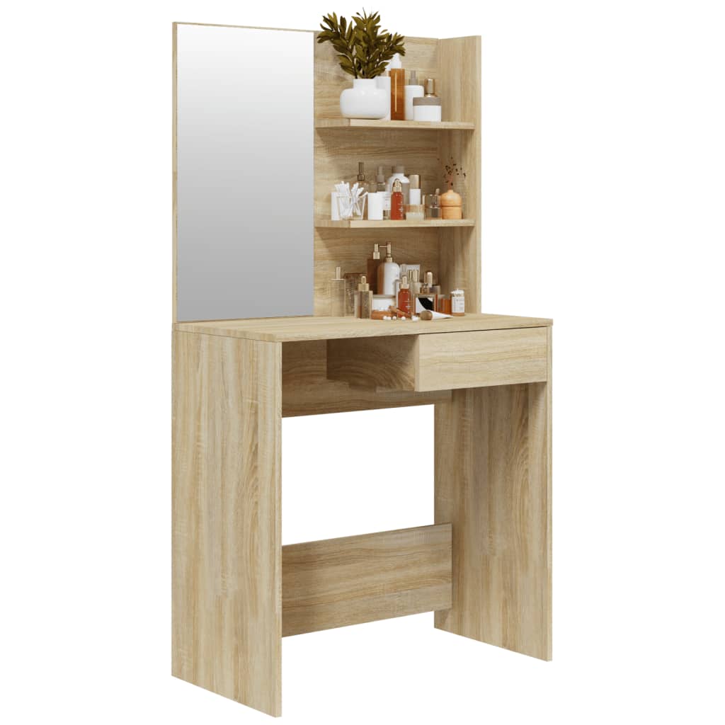 Sminkebord Med Speil Sonoma Eik Mdf 74,5X40X141 Cm