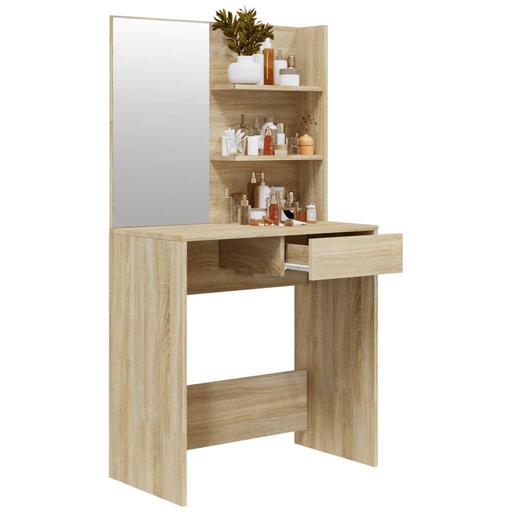 Sminkebord Med Speil Sonoma Eik Mdf 74,5X40X141 Cm