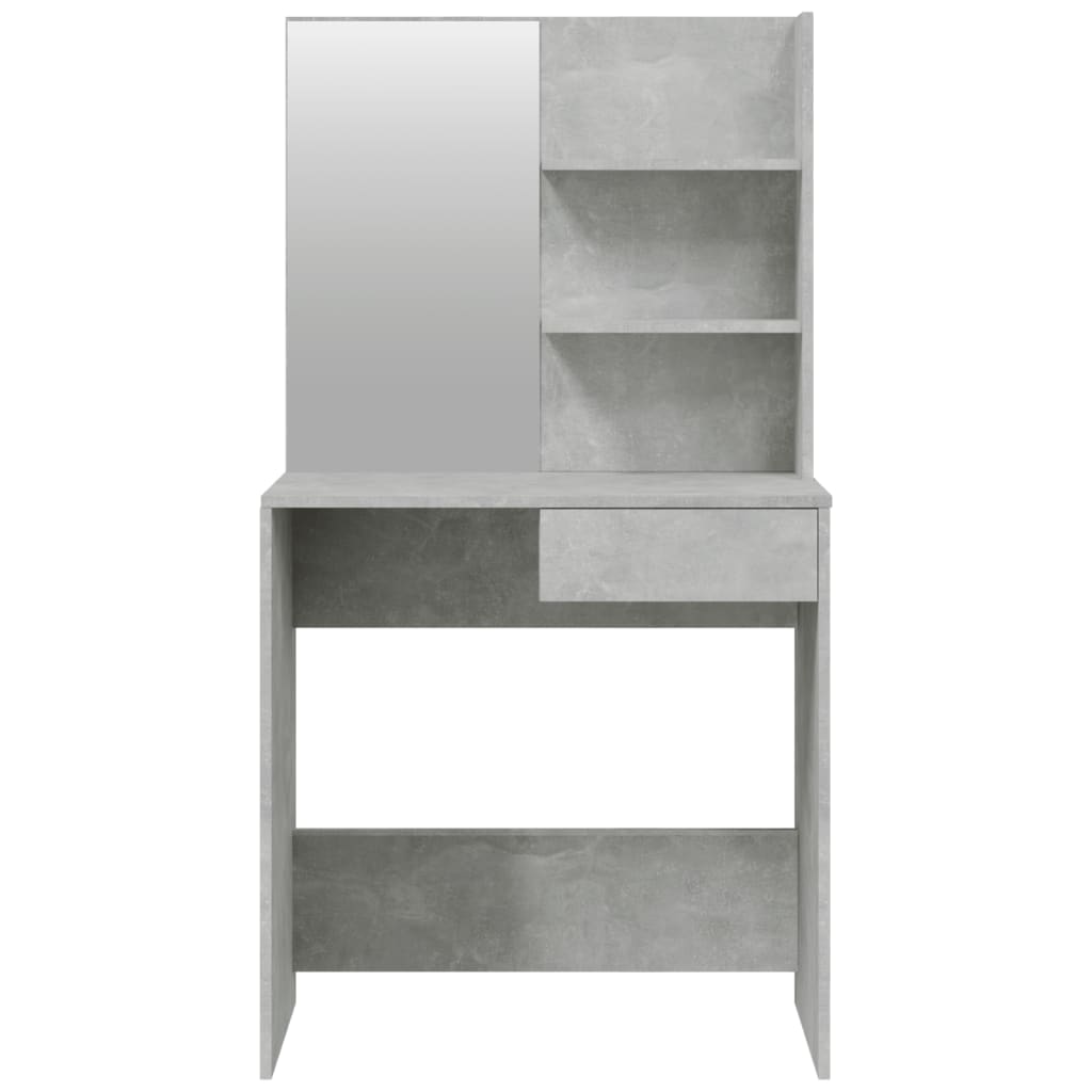 Sminkebord Med Speil Betonggrå Mdf 74,5X40X141 Cm