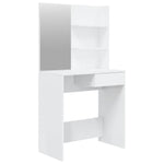 Sminkebord Med Speil Høyglans Hvit Mdf 74,5X40X141 Cm