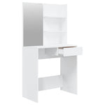 Sminkebord Med Speil Høyglans Hvit Mdf 74,5X40X141 Cm