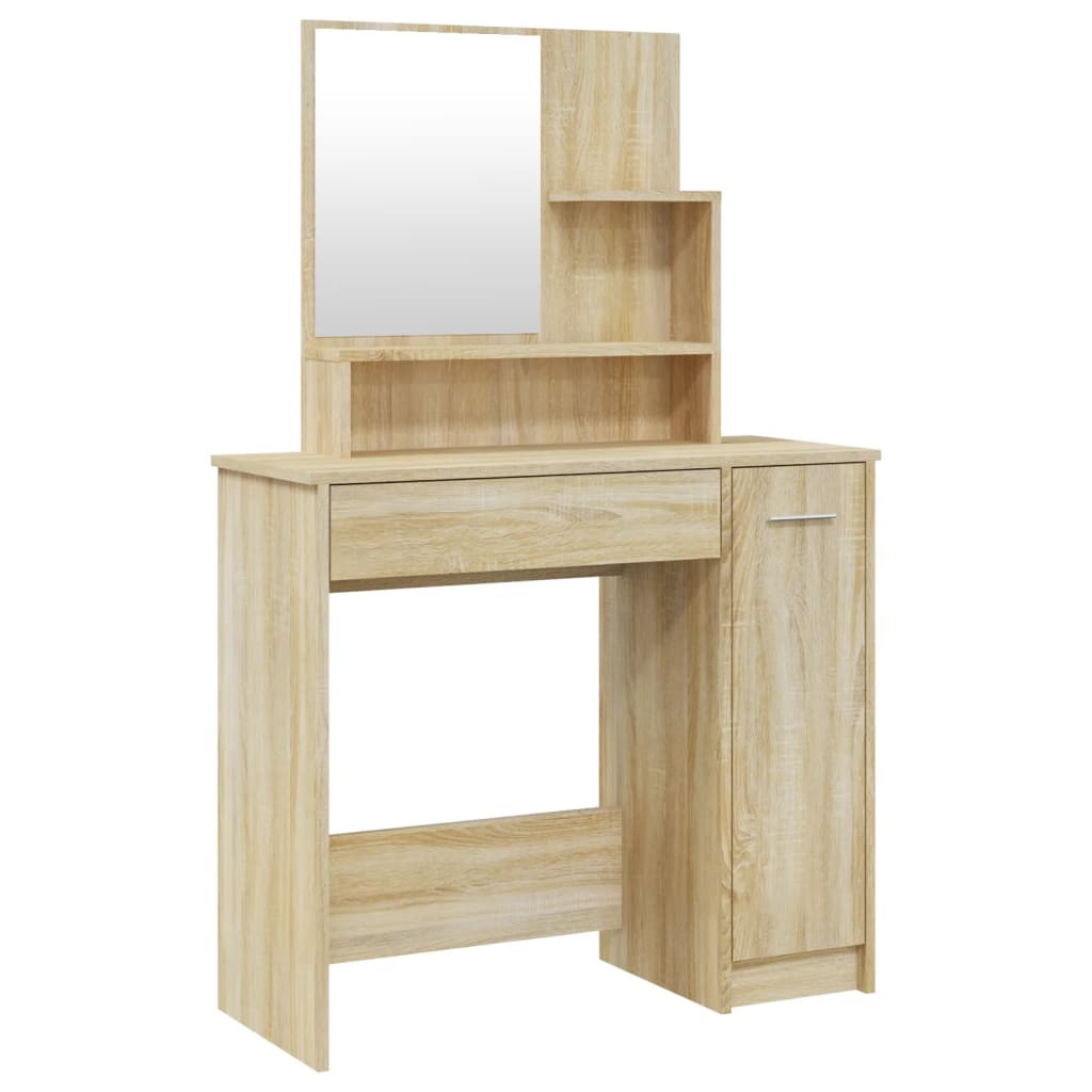 Sminkebord Med Speil Sonoma Eik 86,5X35X136 Cm